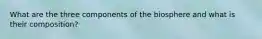 What are the three components of the biosphere and what is their composition?