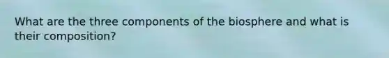 What are the three components of the biosphere and what is their composition?