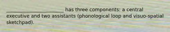 ________________________ has three components: a central executive and two assistants (phonological loop and visuo-spatial sketchpad).