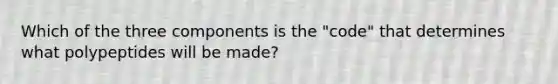 Which of the three components is the "code" that determines what polypeptides will be made?