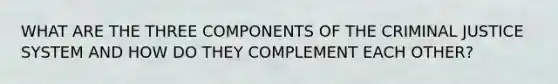 WHAT ARE THE THREE COMPONENTS OF THE CRIMINAL JUSTICE SYSTEM AND HOW DO THEY COMPLEMENT EACH OTHER?