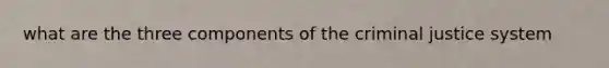 what are the three components of <a href='https://www.questionai.com/knowledge/kuANd41CrG-the-criminal-justice-system' class='anchor-knowledge'>the criminal justice system</a>