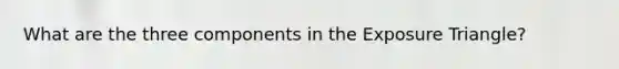 What are the three components in the Exposure Triangle?