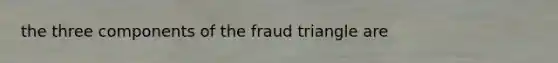 the three components of the fraud triangle are