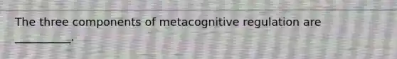 The three components of metacognitive regulation are __________.