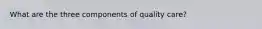 What are the three components of quality care?