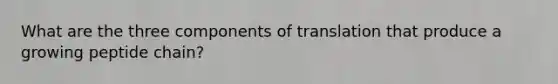 What are the three components of translation that produce a growing peptide chain?