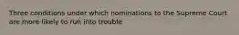 Three conditions under which nominations to the Supreme Court are more likely to run into trouble