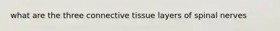 what are the three <a href='https://www.questionai.com/knowledge/kYDr0DHyc8-connective-tissue' class='anchor-knowledge'>connective tissue</a> layers of <a href='https://www.questionai.com/knowledge/kyBL1dWgAx-spinal-nerves' class='anchor-knowledge'>spinal nerves</a>