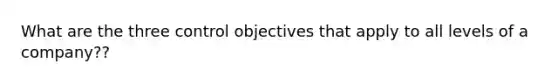 What are the three control objectives that apply to all levels of a company??