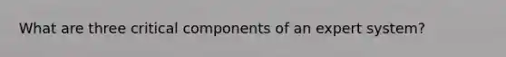What are three critical components of an expert system?