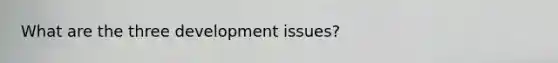 What are the three development issues?