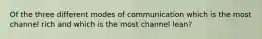 Of the three different modes of communication which is the most channel rich and which is the most channel lean?