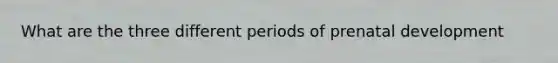 What are the three different periods of prenatal development