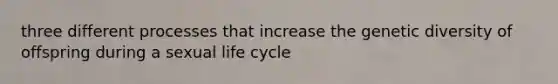 three different processes that increase the genetic diversity of offspring during a sexual life cycle