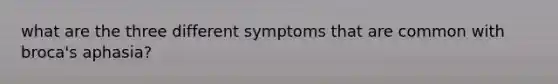 what are the three different symptoms that are common with broca's aphasia?