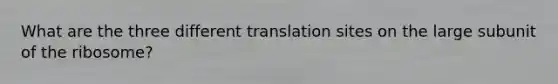 What are the three different translation sites on the large subunit of the ribosome?