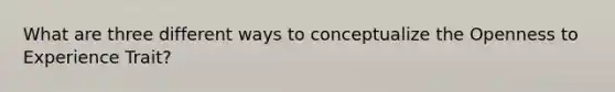 What are three different ways to conceptualize the Openness to Experience Trait?