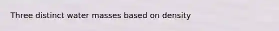 Three distinct water masses based on density