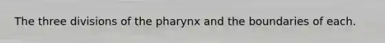 The three divisions of the pharynx and the boundaries of each.