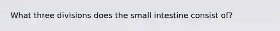 What three divisions does the small intestine consist of?