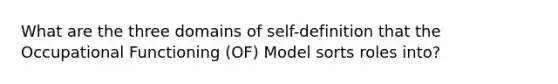 What are the three domains of self-definition that the Occupational Functioning (OF) Model sorts roles into?