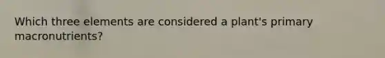 Which three elements are considered a plant's primary macronutrients?