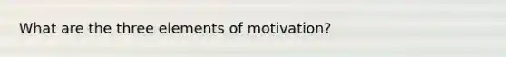 What are the three elements of motivation?