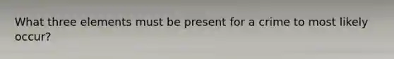What three elements must be present for a crime to most likely occur?