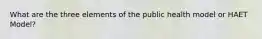 What are the three elements of the public health model or HAET Model?