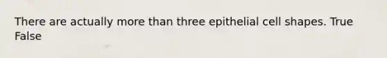 There are actually more than three epithelial cell shapes. True False