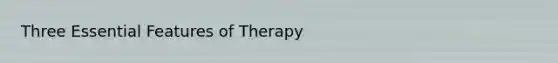 Three Essential Features of Therapy