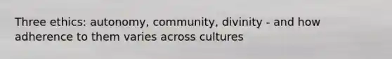 Three ethics: autonomy, community, divinity - and how adherence to them varies across cultures