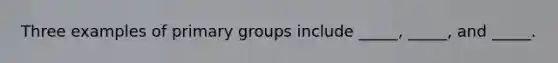 Three examples of primary groups include _____, _____, and _____.