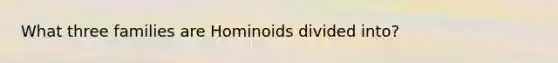 What three families are Hominoids divided into?