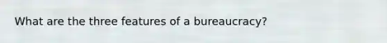 What are the three features of a bureaucracy?