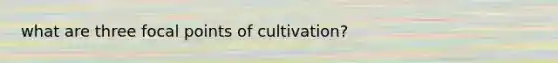 what are three focal points of cultivation?