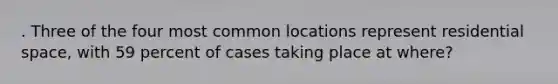 . Three of the four most common locations represent residential space, with 59 percent of cases taking place at where?