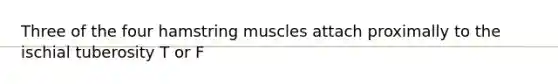 Three of the four hamstring muscles attach proximally to the ischial tuberosity T or F