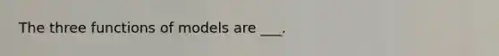 The three functions of models are ___.