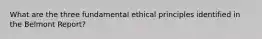 What are the three fundamental ethical principles identified in the Belmont Report?