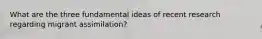 What are the three fundamental ideas of recent research regarding migrant assimilation?