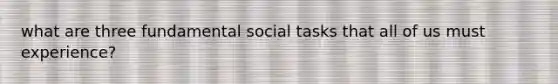 what are three fundamental social tasks that all of us must experience?