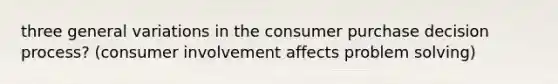 three general variations in the consumer purchase decision process? (consumer involvement affects problem solving)