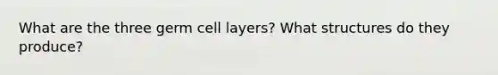 What are the three germ cell layers? What structures do they produce?