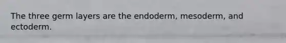 The three germ layers are the endoderm, mesoderm, and ectoderm.