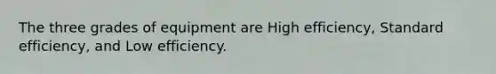 The three grades of equipment are High efficiency, Standard efficiency, and Low efficiency.