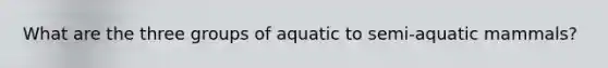 What are the three groups of aquatic to semi-aquatic mammals?