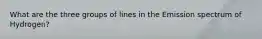 What are the three groups of lines in the Emission spectrum of Hydrogen?