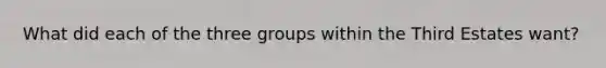 What did each of the three groups within the Third Estates want?